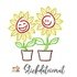 Stickdatei Sonnenblumen, Sonnenblumen mit Smily, Maschinensticken 10x10