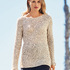 Pullover in Beige-Siber mit Ajourmuster