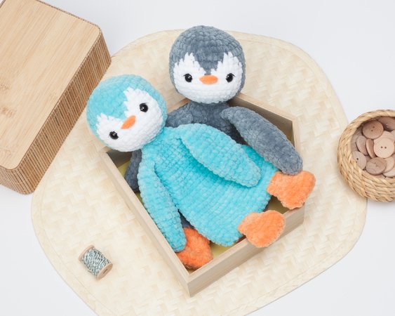  Penguin Crochet Plush Toy, Amigurumi Velvet Stuffed Animal, Penguin Plushie