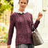 Pullover mit Perl- und Ajourmuster in Aubergine