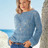 Blauer Pullover mit Ajourmuster