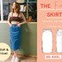 Sewing pattern denim skirt, midi high waist, long skirt with slit