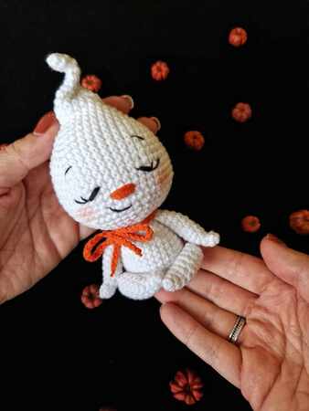 Crochet yoga ghost Halloween meditation amigurumi pattern