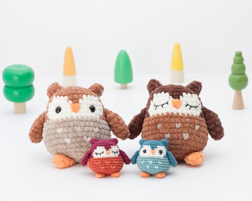 Plush owl crochet pattern, chunky mini owl amigurumi pattern - Photos ...