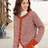 Jacke mit Hebemaschenmuster in Terracotta, Natur und Bordeaux