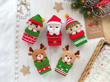 Christmas cuties and their gifts - Crochet pattern 3 amigurumi characters