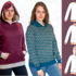 Jenna Damen Hoodie/Pullover mit Kapuze, Kragen und Tasche BU 80-116, A4+A0