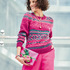 Jaquardpullover in Fuchsia und Dunkelgrün