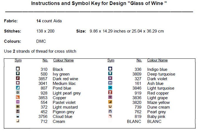 Wine Glasses - Counted Cross Stitch Pattern