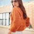 Pulli mit Musterstreifen in Orange