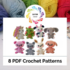 Set of 8 Crochet Patterns - Mini Animals Amigurumi Collection