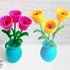 K087 Knitting Pattern - Bunch of Tulip Flower in a vase. Window, home decor