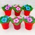 K002 Violets flowers in knitted pots. Window decor home decoration