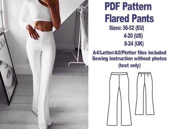 Pants Sewing Pattern Ladies Formal Trousers Pattern Flare Pants Pattern  Palazzo Pants Pattern High Waisted Wide Leg Pants Pattern -  UK
