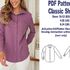 Classic Shirt Sewing Pattern PDF Sewing Patterns Women Clothes Patterns PDF