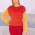 Pulli mit Ajour- und Querrippenmuster in Orange und Korallenrot