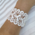 Cuff Bracelet, Crochet Wedding Cuff, Flower Bracelet, Wrist Warmer,