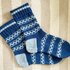 Blaue Socken mit Lettischem Muster (Größe 38 bis 40)