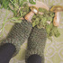 Moos Slippers. Crochet pattern. No more cold feet. Green, warm, fluffy.