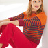 Pulli mit Hebemaschenmuster in Weinrot, Orange und Petrol