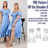 PDF Off the Shoulder Maxi Dress Pattern Women Plus Size Sewing Patterns