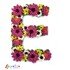 Floral letter E crochet applique