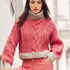 Pullover mit Rollkragen mit Ajourmusterzopf in Rot und Beige