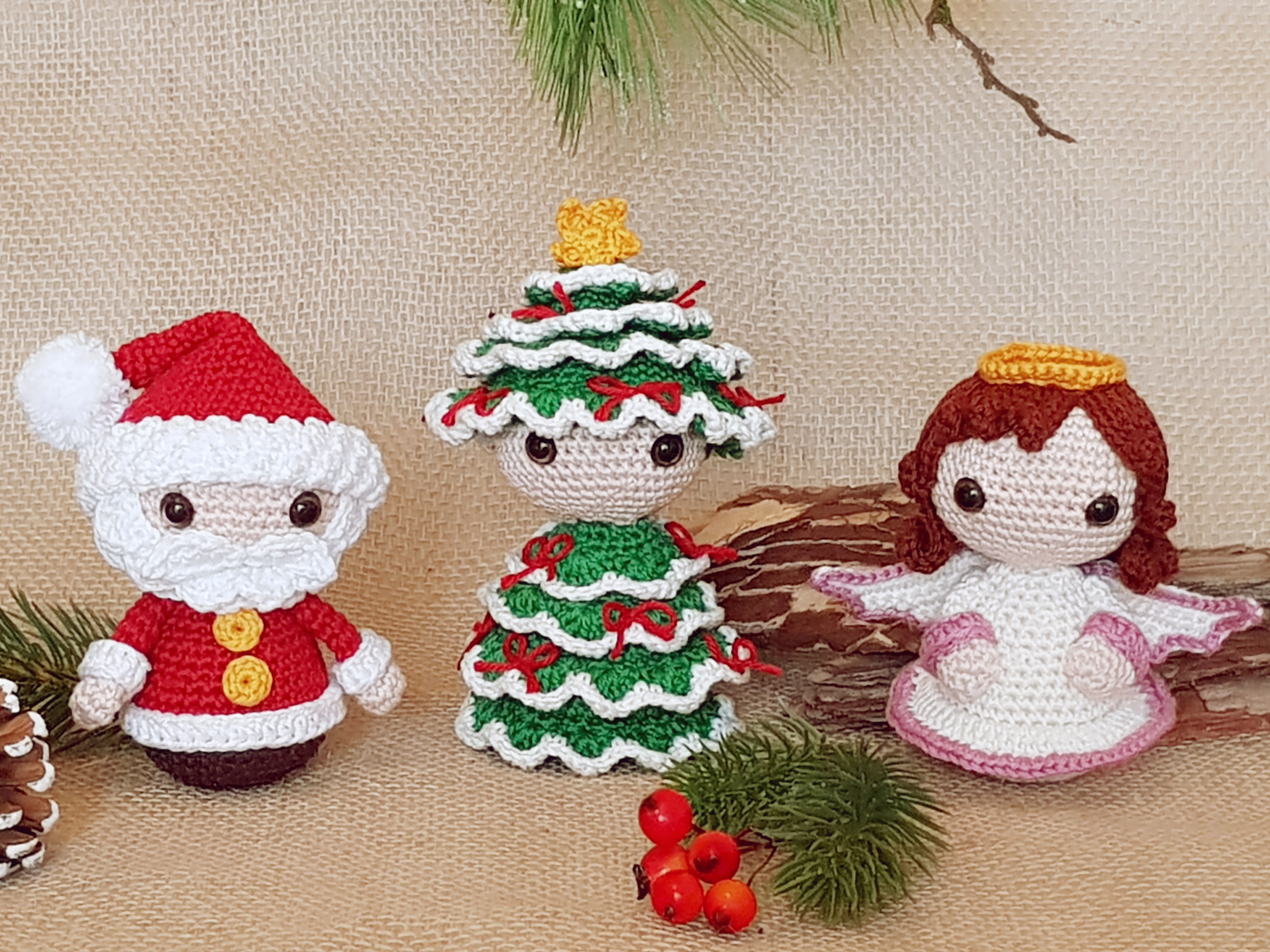 Santa Claus Couple Crochet Kit Christmas elf deer DIY Knitting amigurumis  doll Crocheting XMS Craft kits With full set material