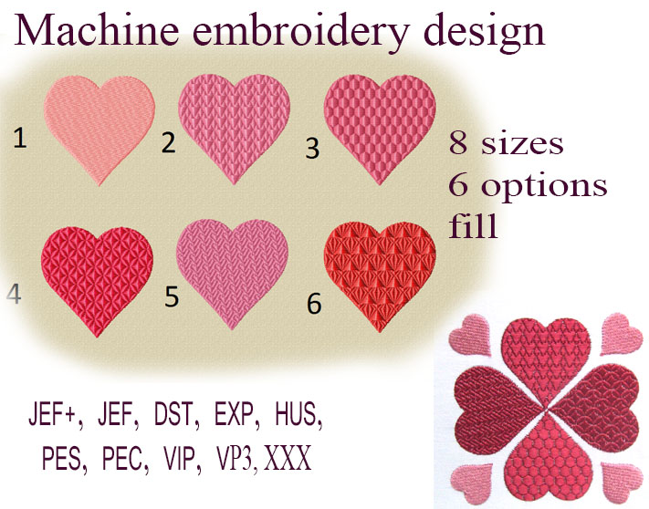 Simple heart embroidery design