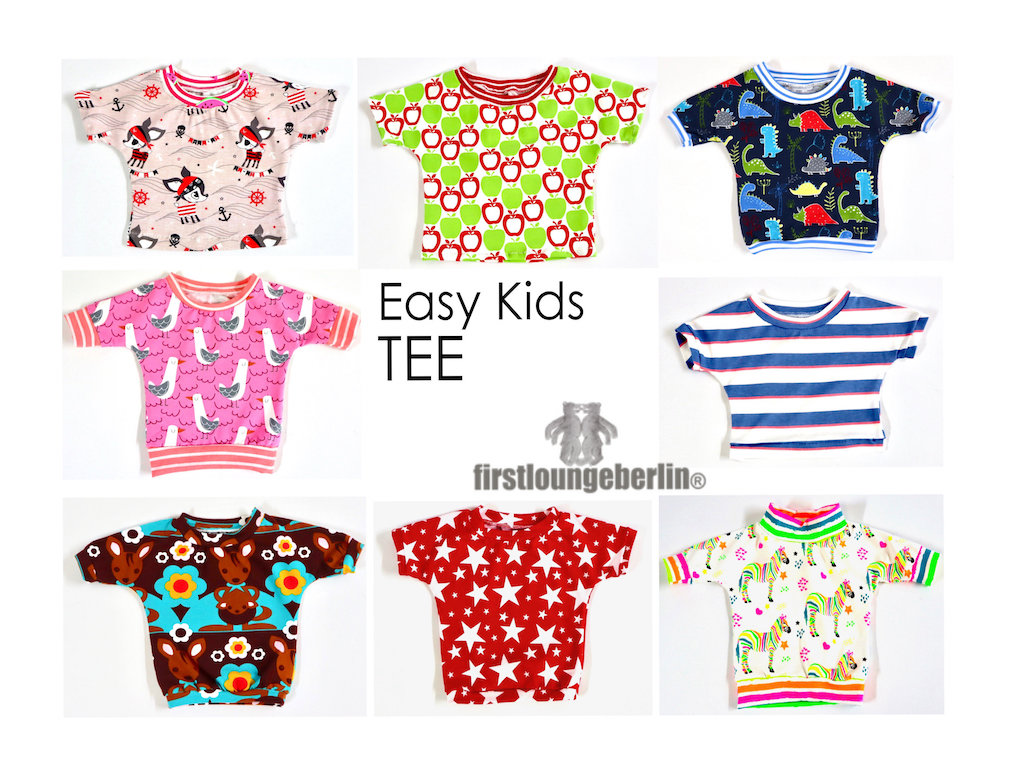 von Kinder EASY DIY Jerseytop firstloungeberlin & Top KIDS TEE Nähanleitung T-Shirt Design Unisex Baby Shirt Schnittmuster - E-Book