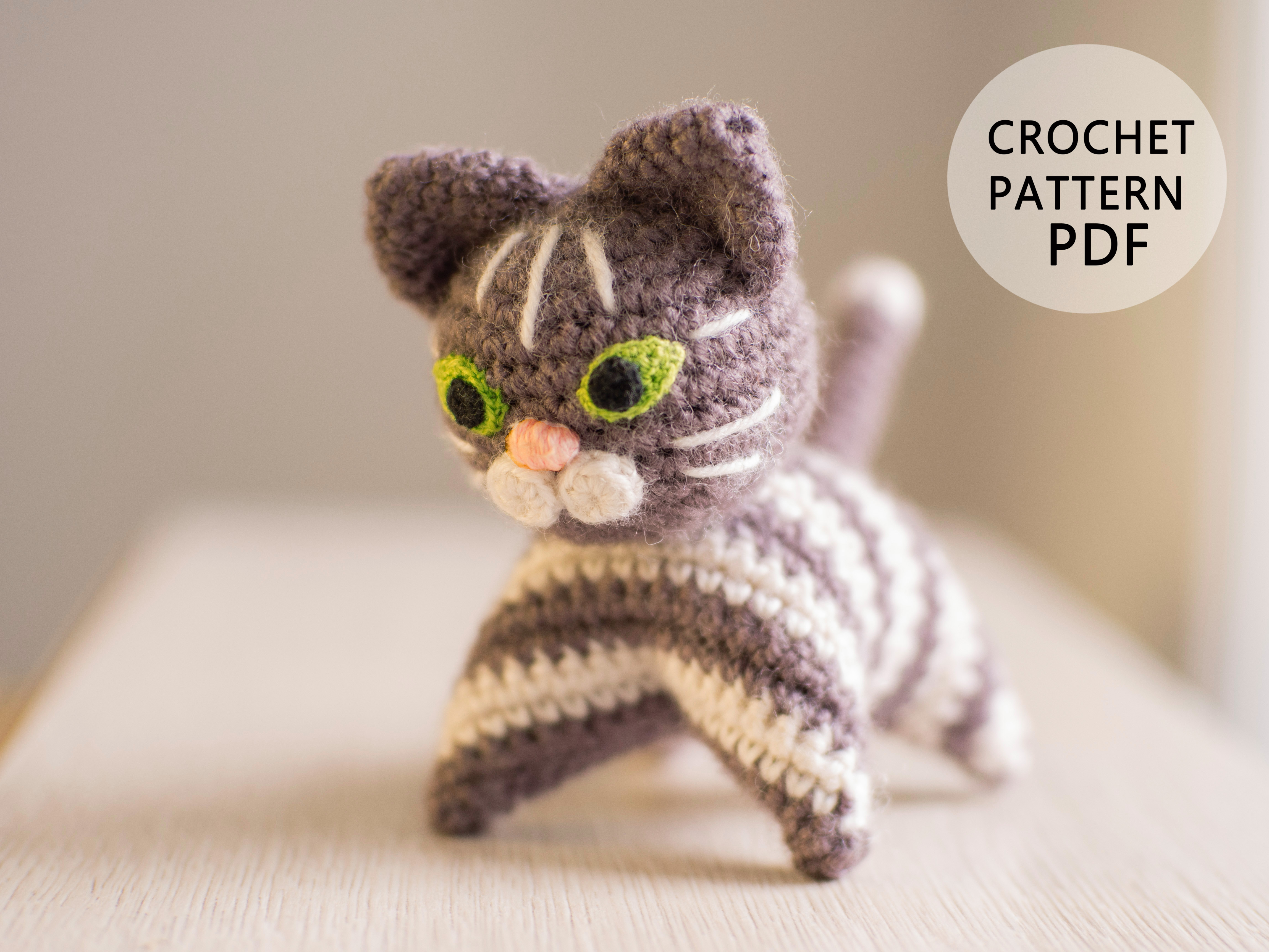 Crochet Tabby Cat Pattern PDF Brown Red Striped Kitty Crochet 