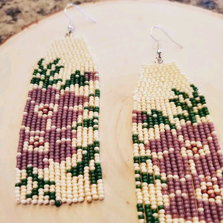 Spring Flower Seed Bead Brick-stitch Tassel Fringe Earring Pattern - Etsy