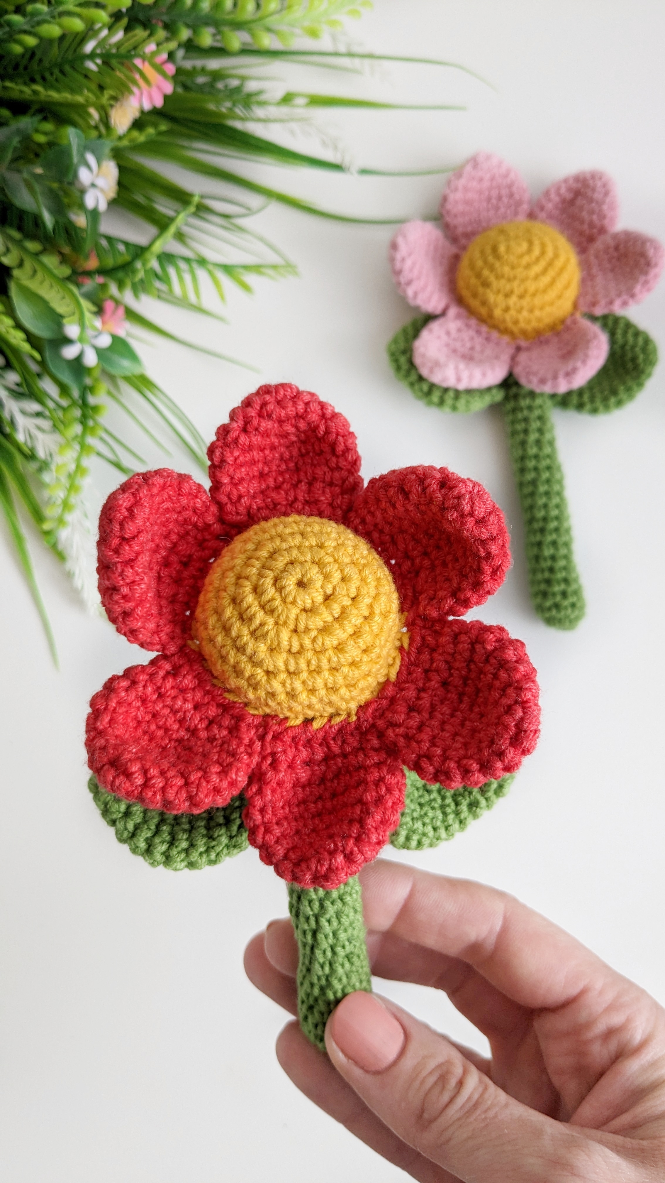 PDF Knitting Pattern Knit Flower Necklace Red Blossom 