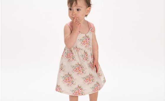 CLARA Pinafore dress for girls with ruffled skirt sewing pattern pdf